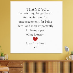 cute personalized thank you love canvas print