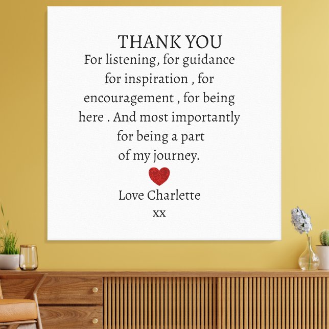 cute personalized thank you love  canvas print (Insitu(LivingRoom))