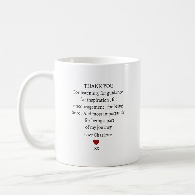 cute personalized thank you love  coffee mug (Left)