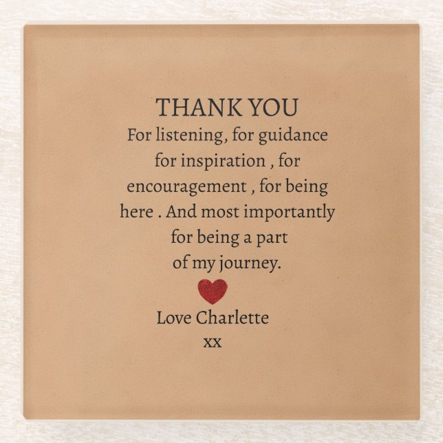 cute personalized thank you love  glass coaster (Front)