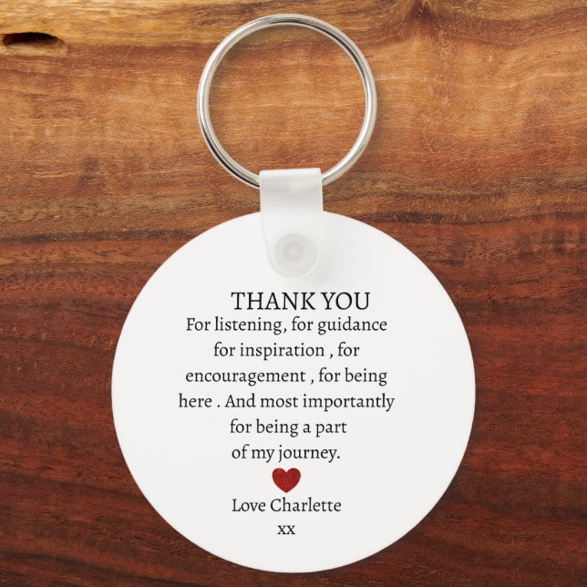 cute personalized thank you love  keychain (Back)