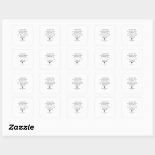 cute personalized thank you love  square sticker