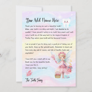 Cute Personalized Tooth Fairy Letter For Kids Invitation