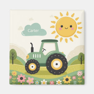 Cute, personalized tractor/farm magnet