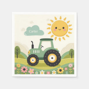 Cute, personalized tractor/farm napkin