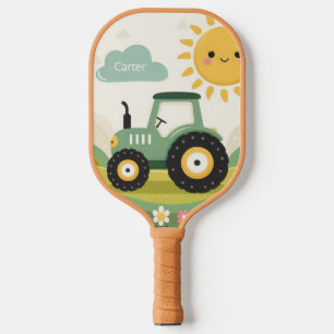 Cute, personalized tractor/farm pickleball paddle