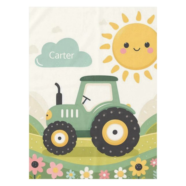 Cute, personalized tractor/farm tablecloth (Front)