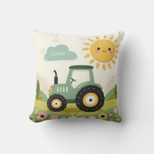 Cute, personalized tractor/farm throw pillow