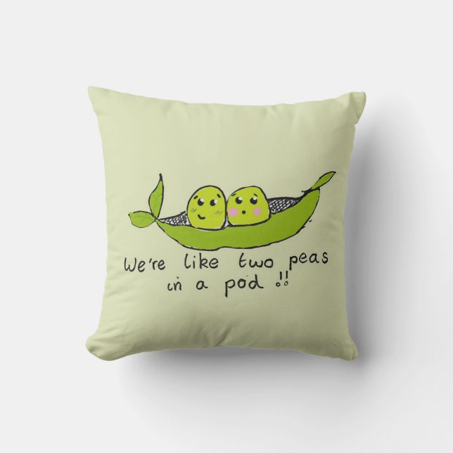 Cute personalized two peas in a pod throw pillow (Front)