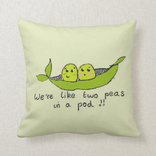 Cute personalized two peas in a pod throw pillow