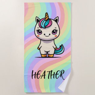 CUTE! 🦄 Personalized Unicorn Beach Towel Add Name
