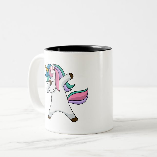 Cute Personalized Unicorn Two-Tone Coffee Mug (Front Left)
