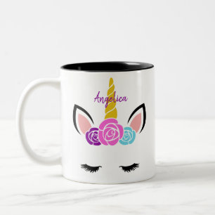 Cute Personalized Unicorn Two-Tone Coffee Mug