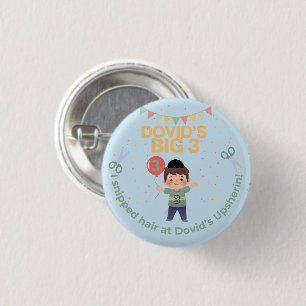 Cute Personalized Upsherin 1 Inch Round Button