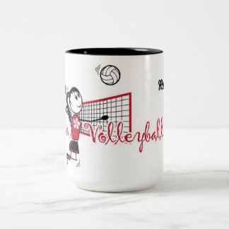 Cute Personalized Volleyball Girl Two-Tone Coffee Mug
