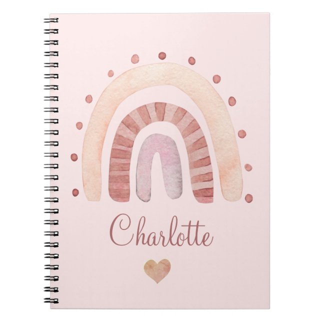 Cute Personalized Watercolor Kid's  Notebook (Front)