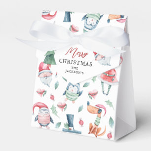 Cute Personalized Watercolor Merry Christmas  Favor Box