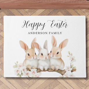 Cute Personalized Watercolor Rabbit Easter  Doormat