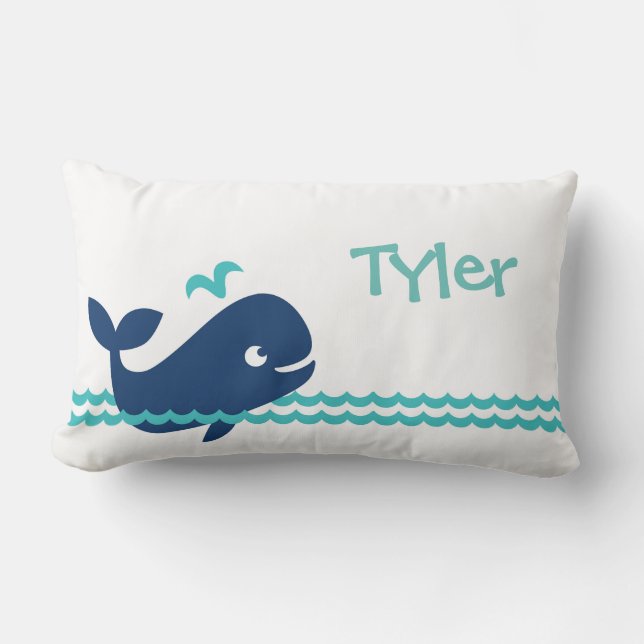 Cute Personalized Whale Pillow (Front)