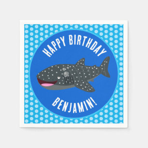 Cute personalized whale shark happy birthday napkin