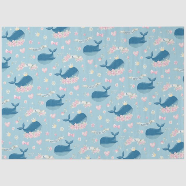 Cute Personalized Whale Tissue Paper (Front)
