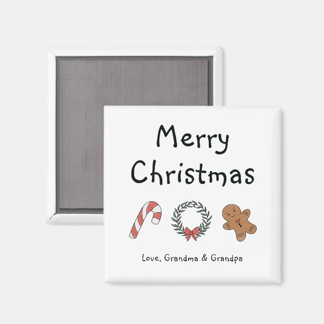 Cute Personalized Whimsical Simple Merry Christmas Magnet (Front/Back)