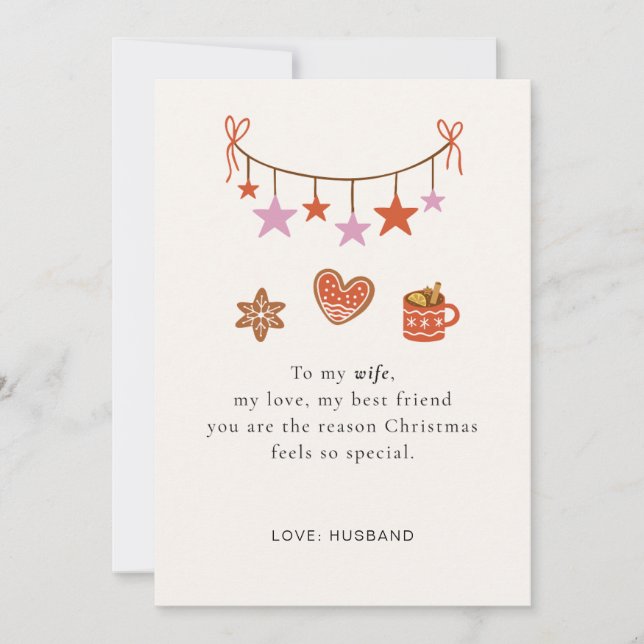 Cute Personalized Wife Christmas Card (Front)