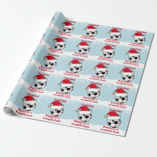 Cute Personalized Xmas Soccerball Wrapping Paper