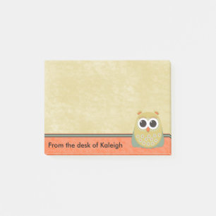 Cute Personalized Yellow Green and Orange Owl Post-it Notes