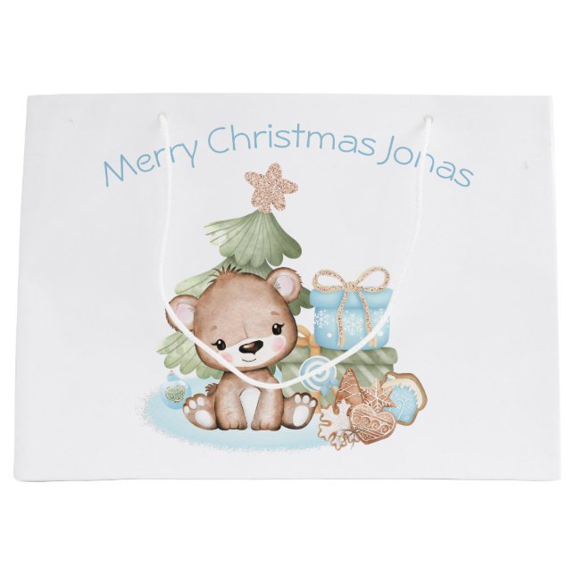 Cute Personlized Christmas Gift Bag For Boy (Front)