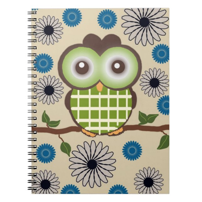 Cute Personnalisé Brown et Carnet de Chouette Vert (Devant)