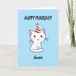 Cute Personnalisé chat heureux le jour de la carte