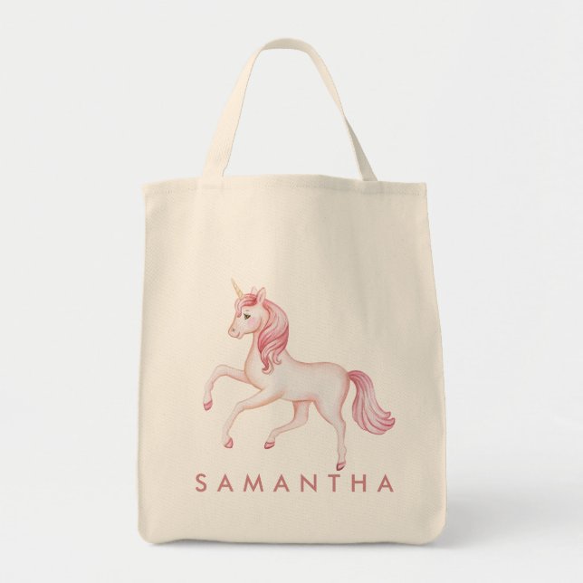 Cute personnalisées unicorn sac fourre-tout rose a (Devant)