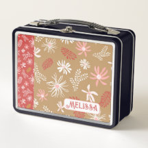 Cute personnelle Métal Lunchbox beige & rose flora
