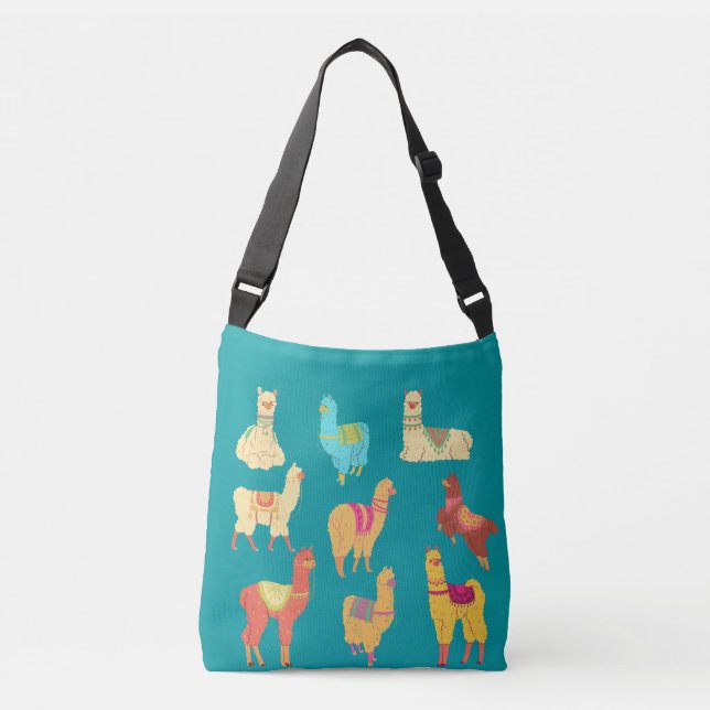 Cute Peru Llama Alpaca Pattern Crossbody Bag (Front)
