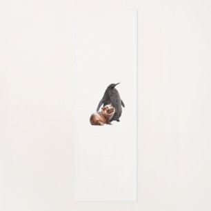 Cute Pesto The Penguin And Moo Deng Baby Hippo Tan Yoga Mat
