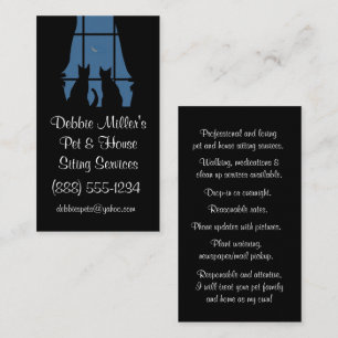 Cute Pet and House Sitter Cats in Window Business Card