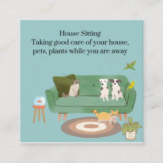 Cute Pet and House Sitting Business Card