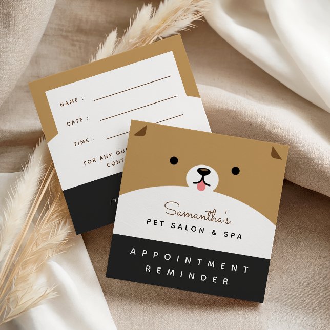 Cute Pet Appointment Reminder Salon & Spa Modern  Square Business Card (Creator Uploaded)