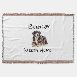 Cute Pet Bernese Mountain Personalize Throw Blanket