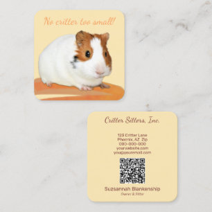 Cute Pet Care Guinea Pig QR Code Square Business Card