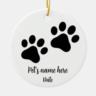 Cute Pet Cat / Dog paw prints Ceramic Ornament