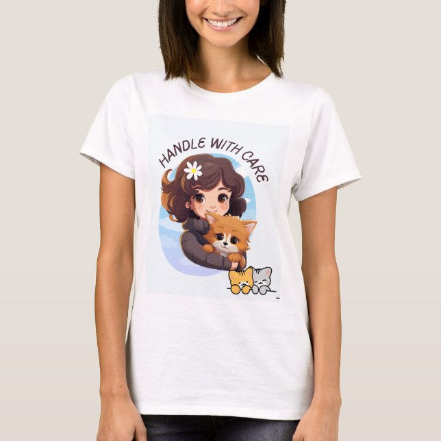 Cute pet cat &nice art design t-shirt (Front)