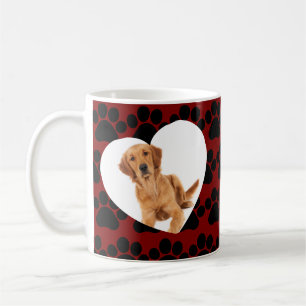Cute Pet Cat Photo Heart glitter & Paws Pattern Coffee Mug