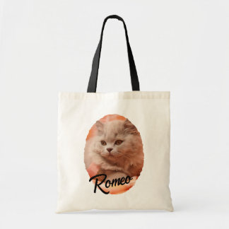 Cute pet cat photo script name tote bag