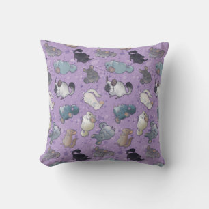 Cute Pet Chinchilla Animals On Purple Throw Pillow