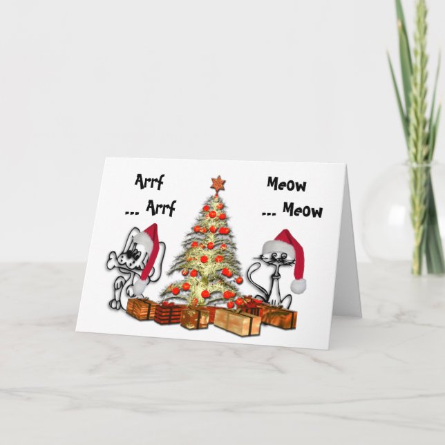 Cute Pet Christmas Birthday Card (Front)