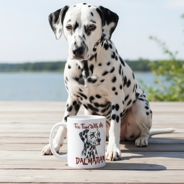 Cute   Pet Dalmatian & Tea Time Personalize Coffee Mug (Creator Uploaded)