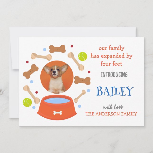Cute Pet Dog Adoption Photo Announcement (Front)