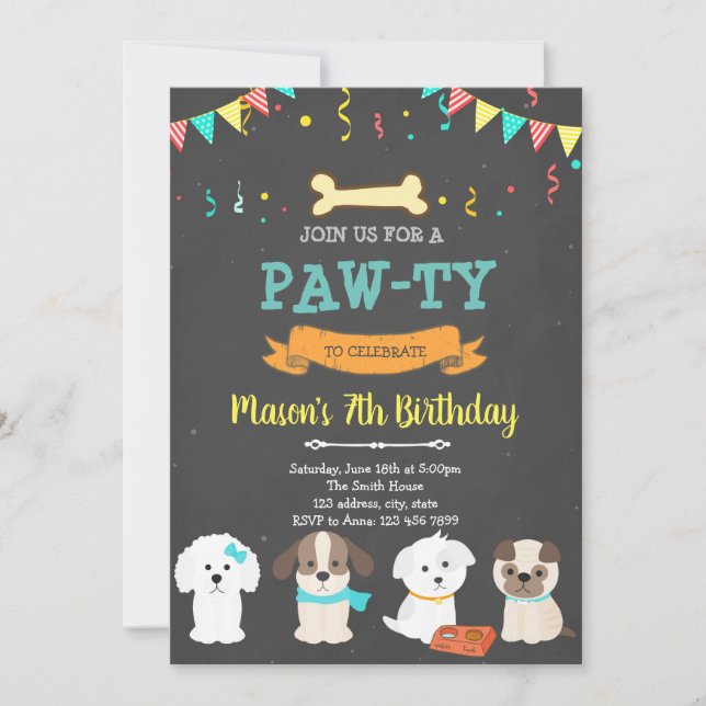 Cute pet dog birthday shower invitation (Front)